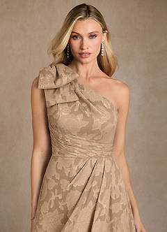 Azazie Easton Mother of the Bride Dresses Champagne Ball-Gown One Shoulder Floral Burnout Dress image3