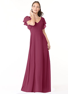 Azazie Syenna Robes de demoiselle d'honneur Robe Trapèze en Mousseline de soie Rayé Mûre image1