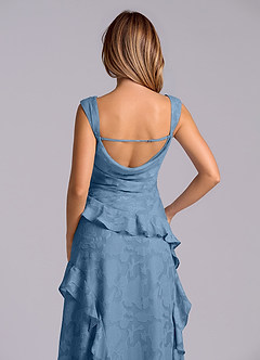Azazie Sloane Bridesmaid Dresses Steel Blue A-Line Sweetheart Neckline Floral Burnout Dress image7