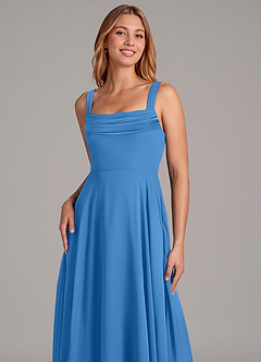 Azazie Shaude Bridesmaid Dresses Blue Jay A-Line Pleated Chiffon Dress image5