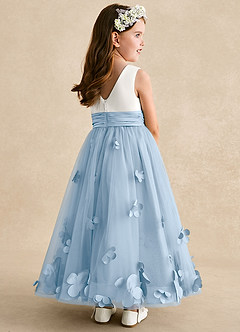 Azazie Vi Flower Girl Dresses Powder Blue A-Line Sleeveless Tulle Dress image4