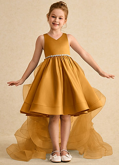 Azazie Julietta Blumenmädchenkleider Ballkleid Cabrio Tüll Kleid Butterscotch image2