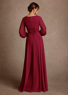 Azazie Yorba Abiti per la Madre della Sposa Abito A-Line in Chiffon Pizzo Borgogna image3