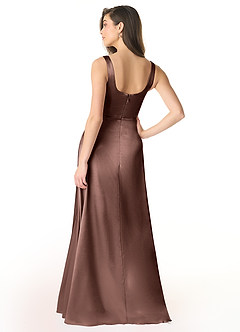 Azazie Joyce Brautjungfernkleider A-Linie Seitliche Cut-Outs Metallischer Satin Kleid Espresso image2