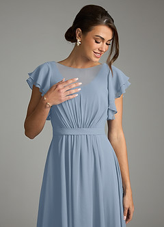 Azazie Daphne Modest Bridesmaid Dresses A-Line Ruffled Chiffon Floor-Length Dress image5