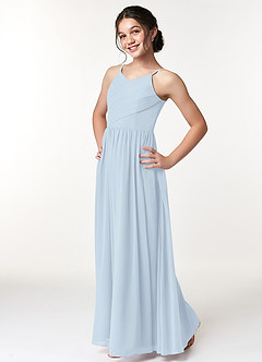 Azazie Cora A-Line Pleated Chiffon Floor-Length Junior Bridesmaid Dress image3
