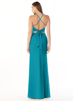Azazie Aribella Bridesmaid Dresses Jade Sheath Ruched Chiffon Dress image2