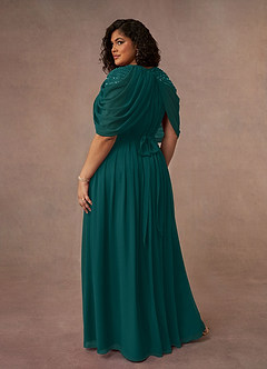 Azazie Olena Mother of the Bride Dresses Peacock A-Line Sequins Chiffon Dress image10