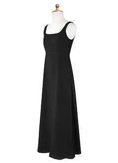 Azazie Renee Junior Vestido de Negro de Gasa de Corte En A con Corte Lateral image7