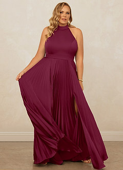Christian Siriano Bridal for Azazie 1007 Bridesmaid Dresses Mulberry A-Line Pleated Stretch Satin Dress image12