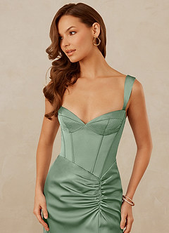 Christian Siriano Bridal for Azazie 1017 Bridesmaid Dresses Matcha Sheath Sweetheart Neckline Stretch Satin Dress image2