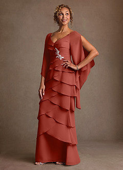 Azazie Arabinda 신부의 어머니 드레스 쉬스 셔링 쉬폰 플로어 길이 드레스 image3