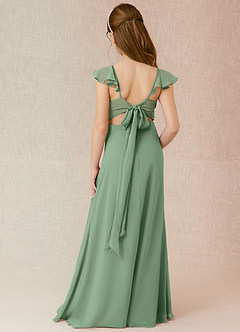 Azazie Everett Junior Matcha A-Line Chiffon Dress image1