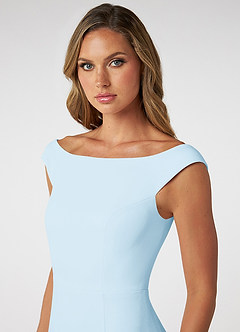 Azazie Nicolina Bridesmaid Dresses Sky Blue Mermaid Square Neckline Stretch Crepe Dress image5