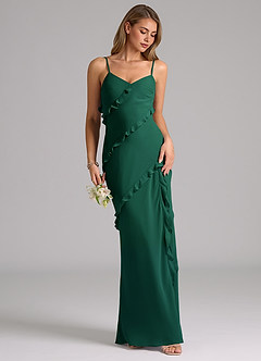 Azazie Nancie Bridesmaid Dresses Emerald Mermaid Ruched Chiffon Dress image5