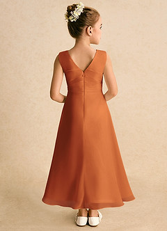 Azazie Edelweiss Flower Girl Dresses Cinnamon A-Line Pleated Chiffon Dress image6