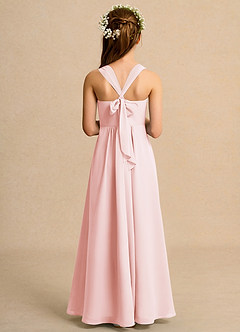 Azazie Tater Junior Formal vestidos de niña de las flores Vestido de Rosa Rubor de Gasa de Corte En A con Plisado image2