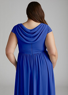 Azazie Organa Bridesmaid Dresses Royal Blue A-Line Pleated Chiffon Dress image11