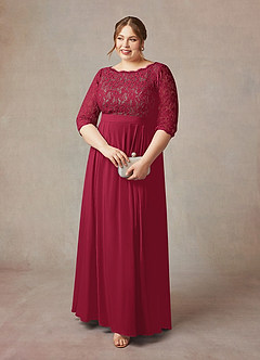 Azazie Lucianna Mother of the Bride Dresses Burgundy Taupe A-Line Lace Dress image9