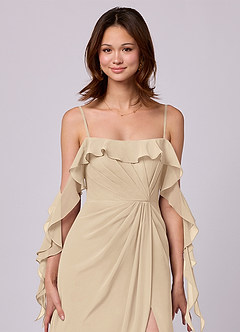 Barbie ♥ Azazie Bridesmaid Dresses Champagne A-Line Off the Shoulder Chiffon Convertible Dress image2