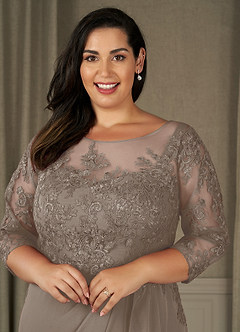 Azazie Calanthe Abiti per la Madre della Sposa Abito A-Line in Chiffon con Scollo a U Taupe image8