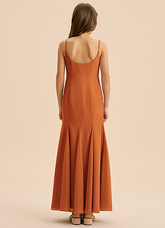 Azazie Evey Junior Abito Sirena in Chiffon Plissettato Cannella image2