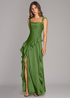 Azazie Sloane 신부 들러리 드레스 A라인 스윗하트 네크라인 스트레치 새틴 바닥 길이 드레스 image4