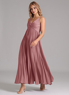 Azazie Raychelle Bridesmaid Dresses Dusty Rose A-Line Pleated Stretch Satin Dress image6