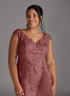 Azazie Melena Mother of the Bride Dresses Desert Rose Mermaid Lace Tulle Dress image9