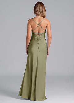 Azazie Seema Jurken voor bruidsmeisjes Jurk van Stretch Satijn met Zeemeermin Korset Pistache image7