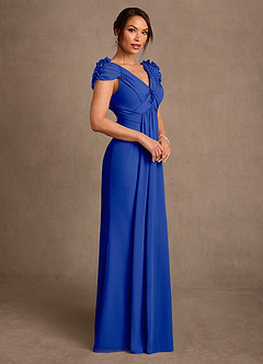 Azazie Louella vestidos de madre de la novia Vestido de Azul Real de Gasa de Corte en A con Plisado image3