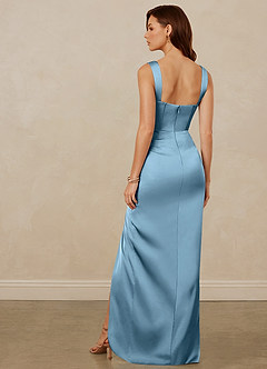 Christian Siriano Bridal for Azazie 1017 Bridesmaid Dresses Steel Blue Sheath Sweetheart Neckline Stretch Satin Dress image5