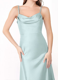 Azazie Alaija Bridesmaid Dresses Sea Glass Mermaid Side Slit Stretch Satin Dress image5