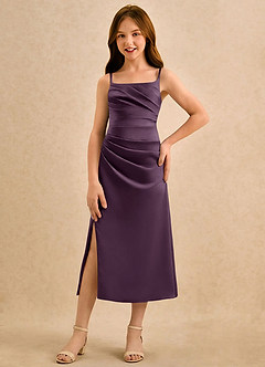 Azazie Canna Girls Formal Flower Girl Klänningar Klä A-Line i Stretch Satin Plisserad image4