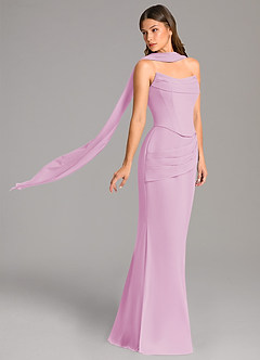 Azazie Sorrel Bridesmaid Dresses Candy Pink Mermaid Corset Chiffon Dress image3