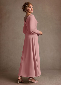 Azazie Paterson Mère de la mariée Robes Robe Trapèze en Mousseline de soie Plissé Rose Poussiéreuse image4