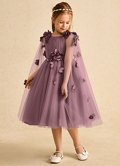 Azazie Staria Robe Demoiselle D'honneur Fillette Robe Princesse en Tulle Rayé Mauve Vintage image5