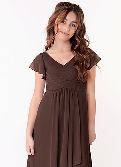 Azazie Omari Junior Vestido de Ganache de Gasa de Corte en A con Volante image4