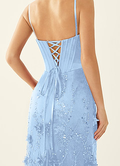 Iliana Sky Blue 3D Flower Beaded Corset Dress image8