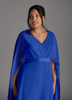 Azazie Isa Kleider für die Brautmutter A-Linie V-Hals Gefaltet Chiffon Kleid Königsblau image11
