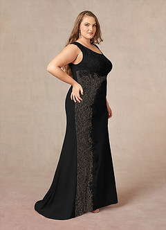 Azazie Juliane Mother of the Bride Dresses Black Mermaid Sequins Lace Dress image9