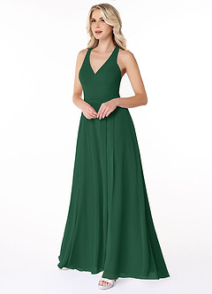 Azazie Mimi Bridesmaid Dresses A-Line V-Neck Chiffon Floor-Length Dress image3