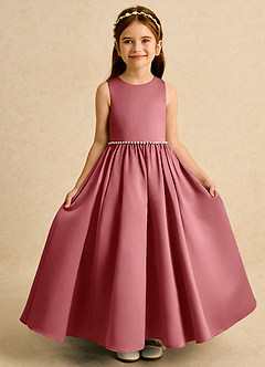 Azazie Daisies Robe Demoiselle D'honneur Fillette Robe Princesse en Mat Satiné Arc Antique Rose image5