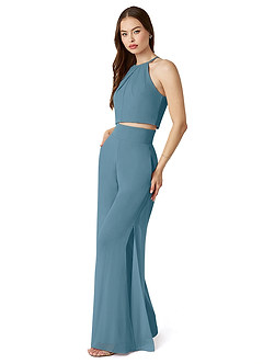 Azazie Kenzi Bridesmaid Dresses Bermuda Pleated Chiffon Jumpsuit image3