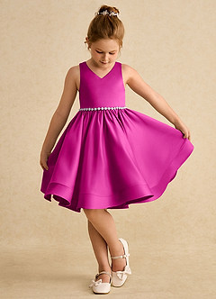 Azazie Julietta vestidos de niña de las flores Vestido de Fucsia de Tul de Princesa con Convertible image4