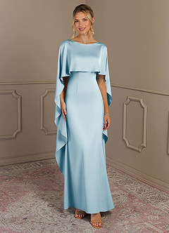 Azazie Eli vestidos de madre de la novia Vestido de Azul Cielo de Satén Elástico de Recto con Cuello de barco image1