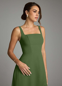 Azazie Debra Bridesmaid Dresses Olive A-Line with Pockets Chiffon Convertible Dress image3