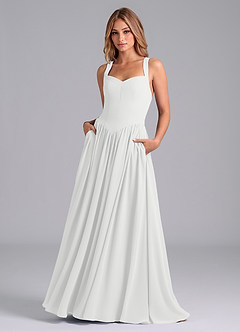 Azazie Francis Bridesmaid Dresses White A-Line Corset Chiffon Dress image1
