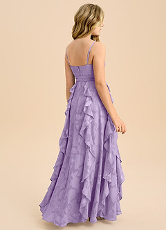 Azazie Peyton Junior Linie A Plisat Floral Burnout Lungime până la podea Domnișoară de onoare junioră Rochie image2