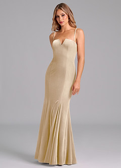 Azazie Yinnie Bridesmaid Dresses Champagne Mermaid Strapless Velvet Convertible Dress image7